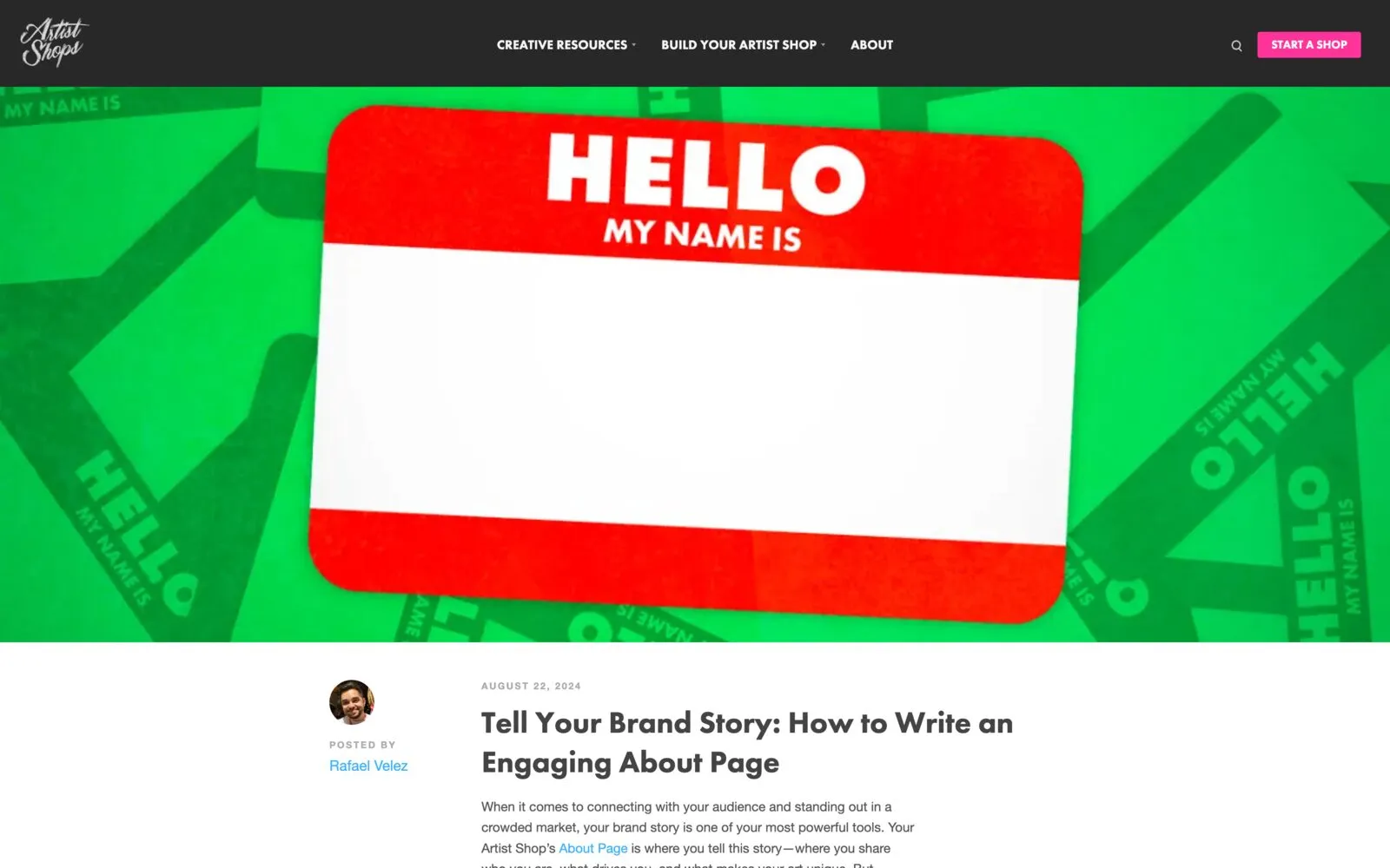 A published Threadless Creative Resources article, “Tell Your Brand Story.”